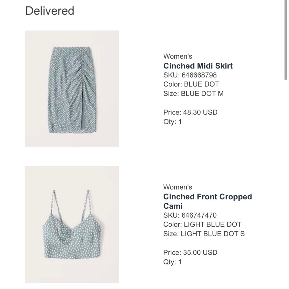 Abercrombie & Fitch Polka Dotted Skirt and Top Set